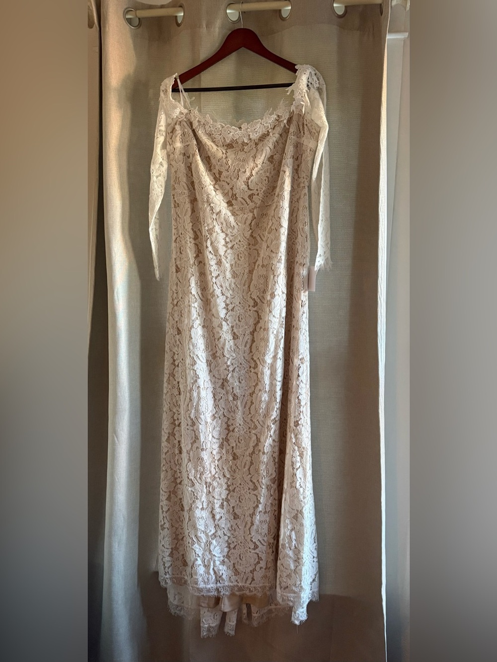 Lulu's Lace Off-Shoulder Wedding Dress in Ivory - Picture 7 of 14